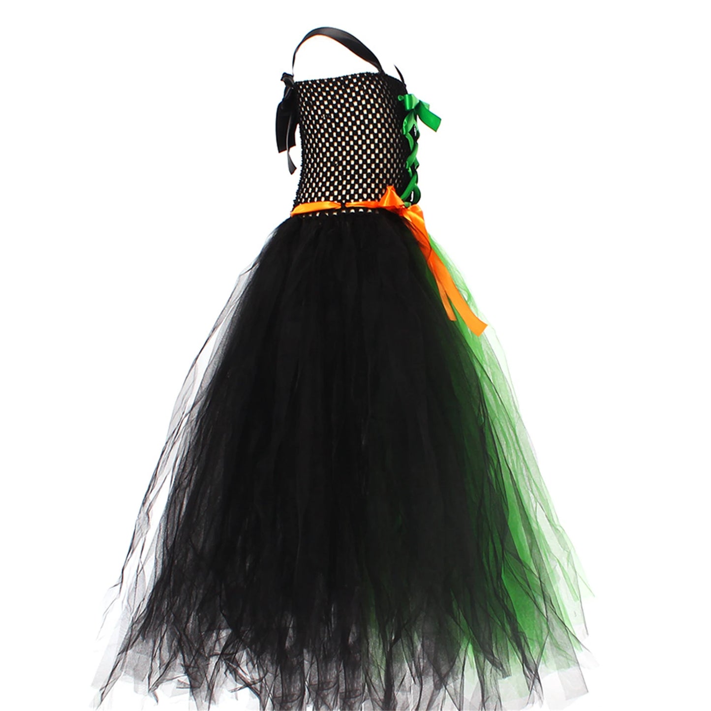 Halloween Witch Costume For Girls Kids Long Veil Dress Princess Dress Birthday Party Dress Stage Performance Dress
