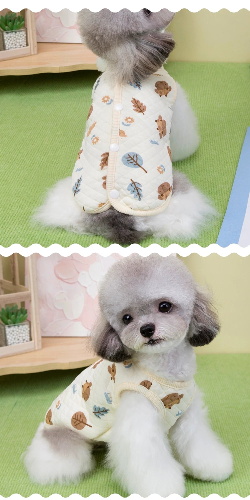 Cotton Pet Open Cardigan For Small Medium Dogs Cats Winter Warm Dog Clothes Teddy Bichon Cute Dogs Vest Pet Apparel