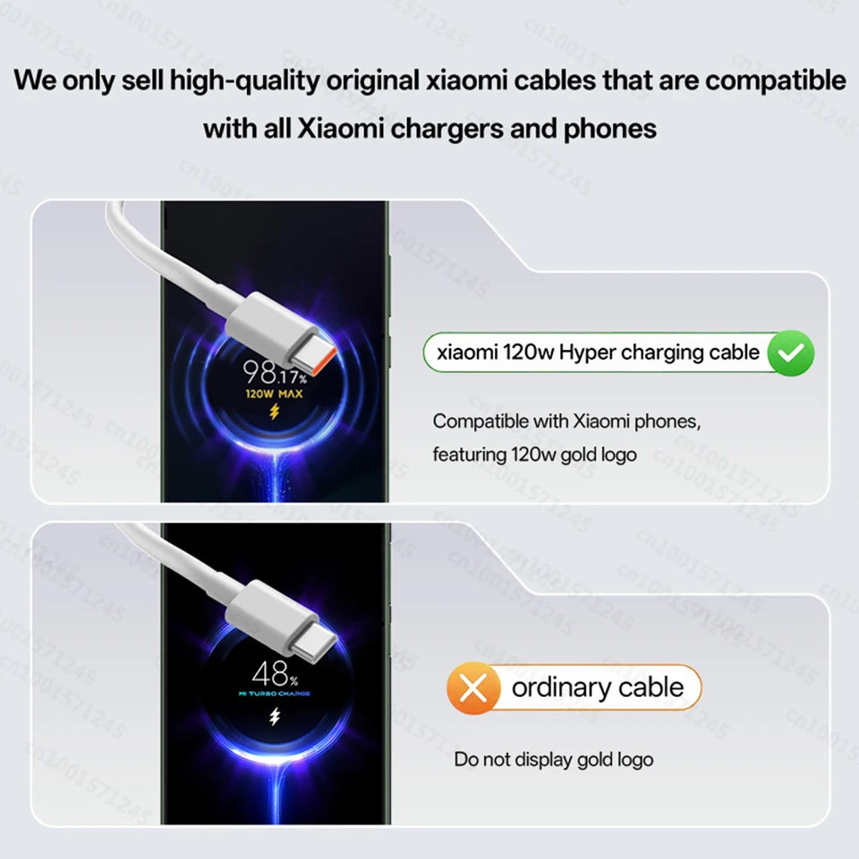 Original 120W Usb C Cable XIAOMI 100W 90W Hyper Fast Charging Cables Xiaomi 17 Pro Max 15 Ultra 14 T 13 Poco X8 F8 Redmi Turbo 5