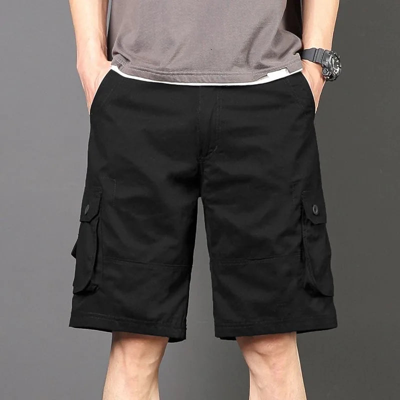 Summer Fashionable Sports Pure Cotton Straight Leg Multi-pocket Cargo Shorts Men's Casual Loose Plus Size High Quality Shorts