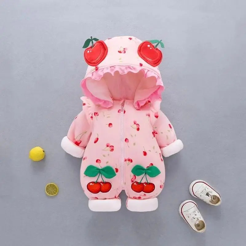 Jumpsuit Baby Winter Thickened Jumpsuit Newborn Boy Girl Removable Hood  Cuddling Clothes Quilted Princess Romper  Clothes