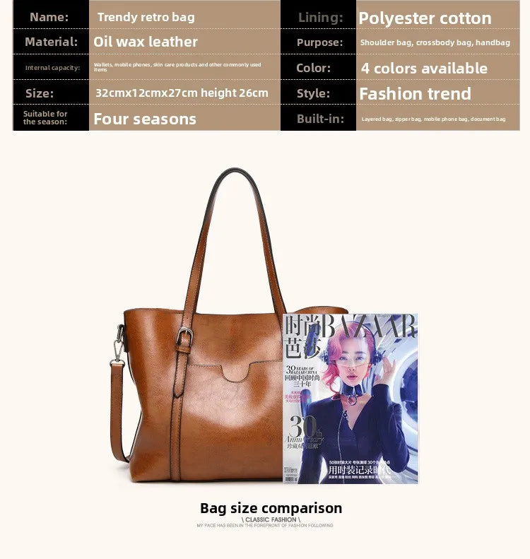 Women's Genuine Leather Tote Bag, Waterproof Multi Purpose Casual Shopping Outings Work Handbag Women Shoulder Crossbody Bags