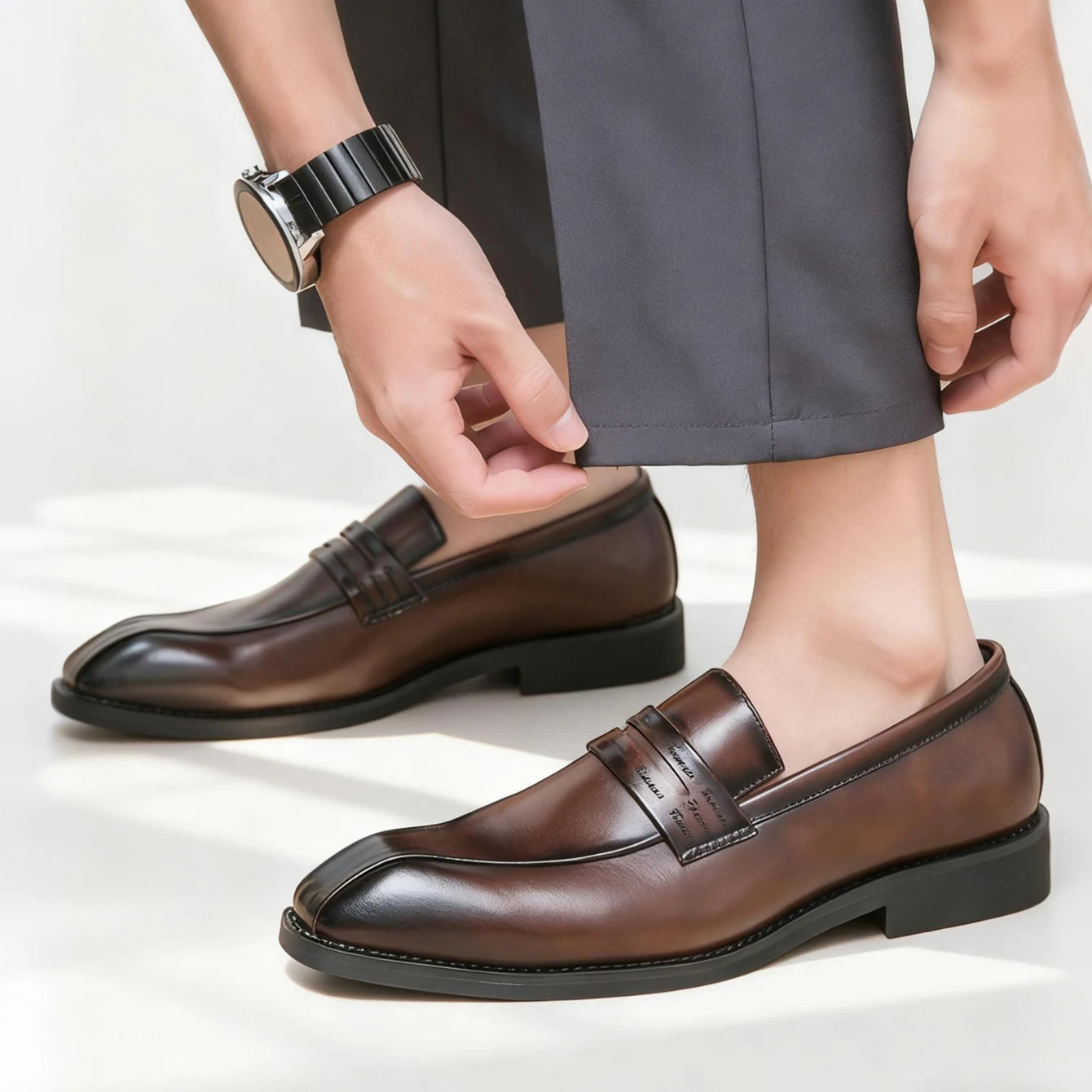 Men's Formal Leather Shoes British Style Oxford Slip On Loafers Breathable Non-Slip Business Dress Wedding Office Daily Commute