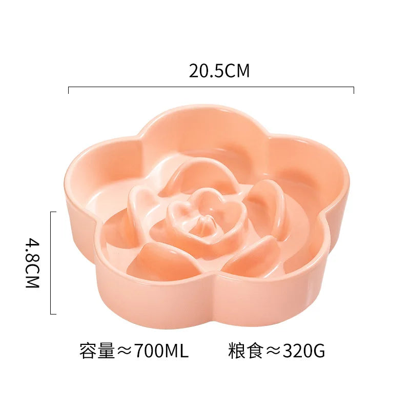 Ceramic Dog Slow Food Bowl Anti-choking Medium and Large Dog Food Basin Cat Bowl with Wooden Frame Pet Feeding Supplies With