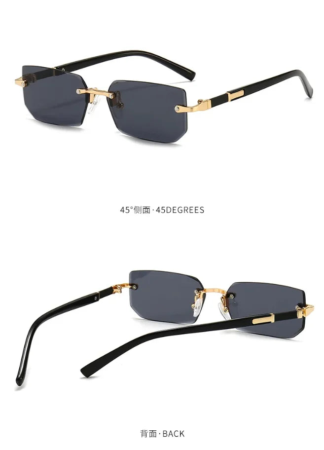 Rimless Sunglasses Rectangle Fashion Popular Women Men Shades Small Square Sun Glasses For Female Male Summer Traveling Glasses