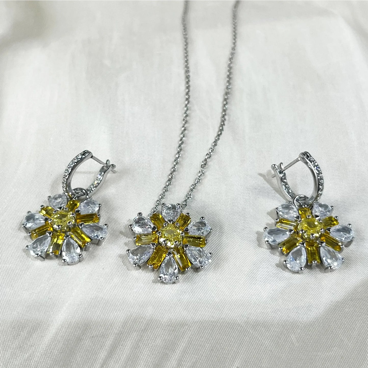 Snowflake Flowers Original New Sales Trend High Quality Jewelry Flower Sets Necklace Earring Ring Bracelet Pink Anniversary Gift