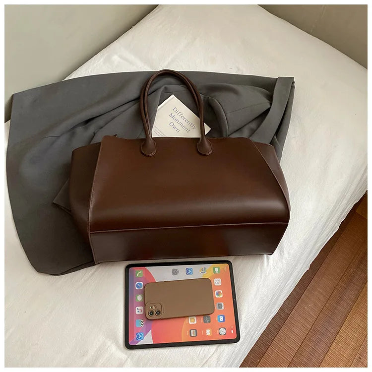 Luxury Women's Large Tote Bag Genuine Leather Shoulder Bags 2025 Female Retro Handbags High Quality Ladies Messenger Bag Black