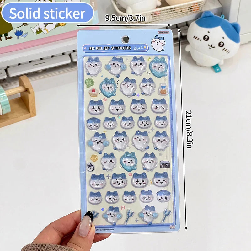 Chiikawa Cartoon 3D Sticker DIY Laptop Scrapbook Decal Aesthetic Crystal Stickers Kawaii Solid Decorative Sticker ちいかわ ボンボンシール