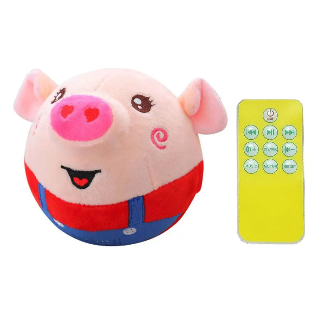 Cartoon Pig Active Moving Pet Plush Toy USB Rechargeable Talking Moving Dog Ball Toy Pet Bouncing Balls for Dogs Cats