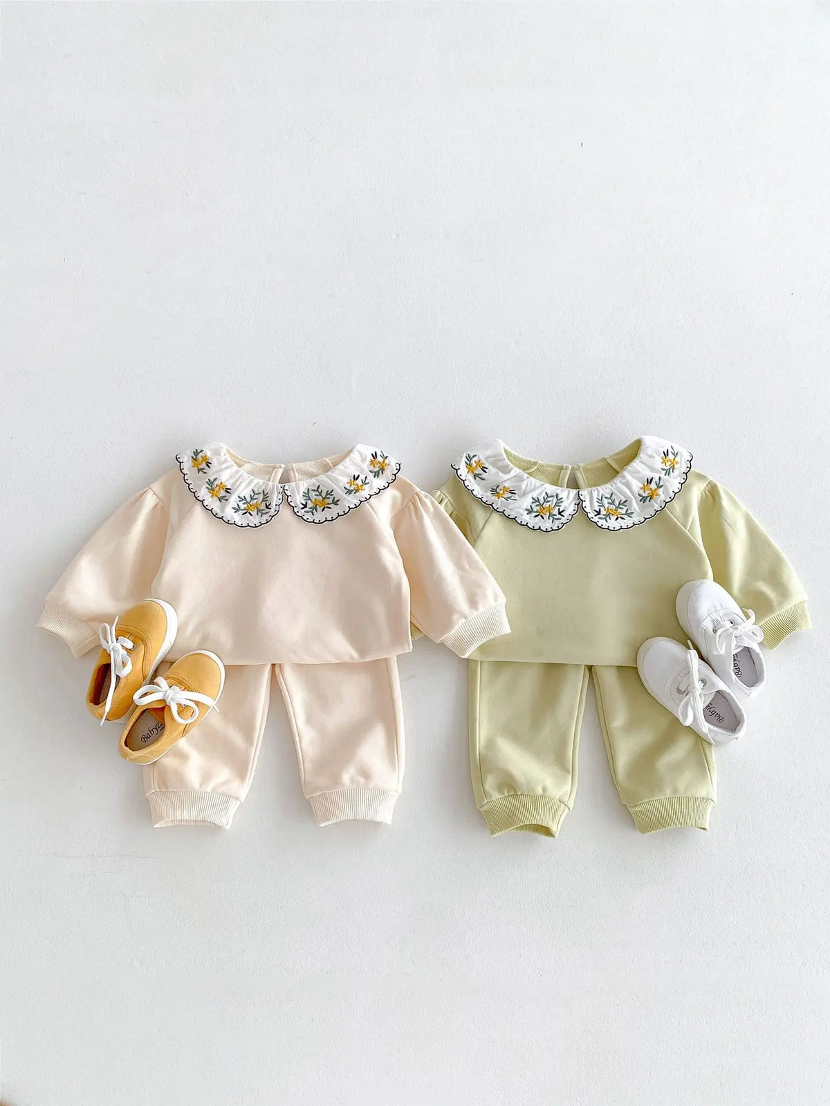 2025 Infant Toddler Fall Clothes Set: Girls' Stylish Two-Piece Pullover Sweatshirt and Pants Set for Baby Girls Outing
