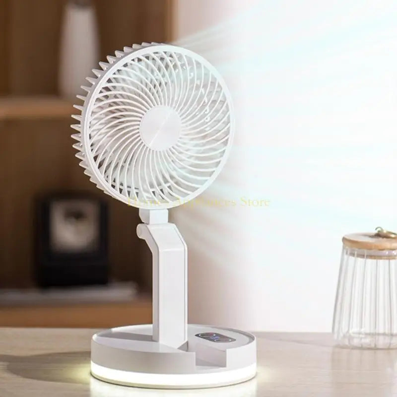 D0AB Multifunctional Folding Fan with Soft Light Portable Air Circulation Fan Remote Control Quiet Office Fan Easy to Use