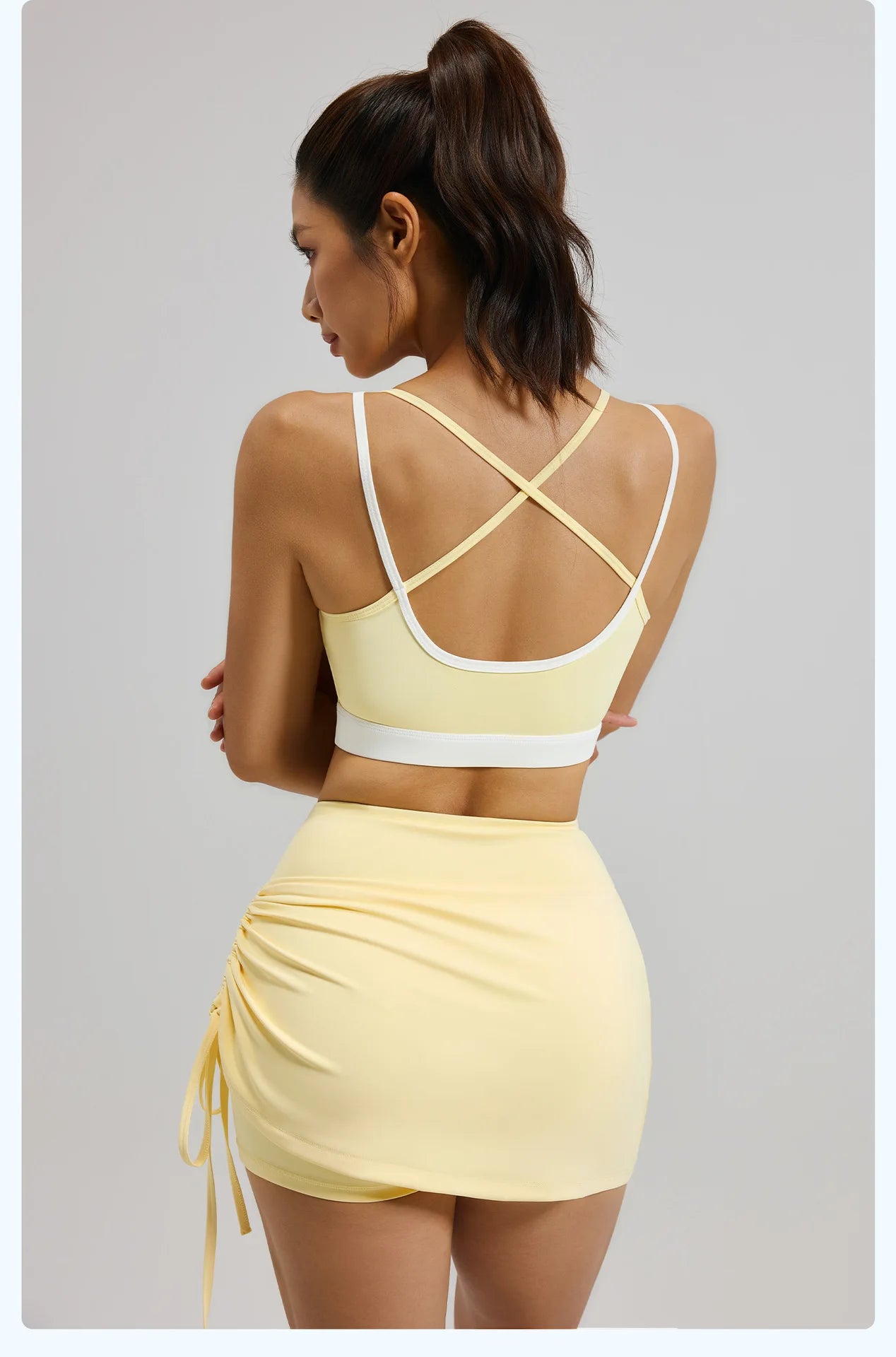 Fitfemme Women's Sports Skirt with Inner Shorts - Ruched Side and Drawstring - Perfect for Workout 2025 New