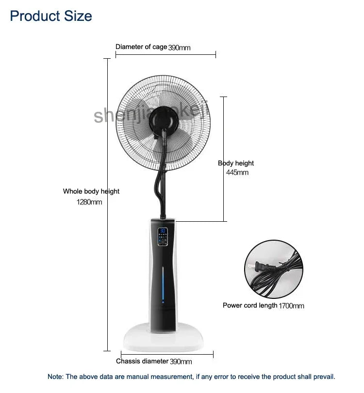 Office air humidifier Electric Fan Water mist fan Air condition fans cold fog fan remote control 12h timing