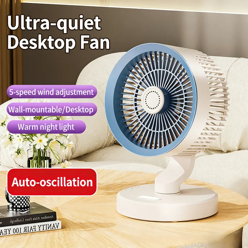 2 In 1 Desktop Wall Mount Air Circulator Fan, Quiet Oscillating Cooling Fan With Remote Control For Bedroom Office