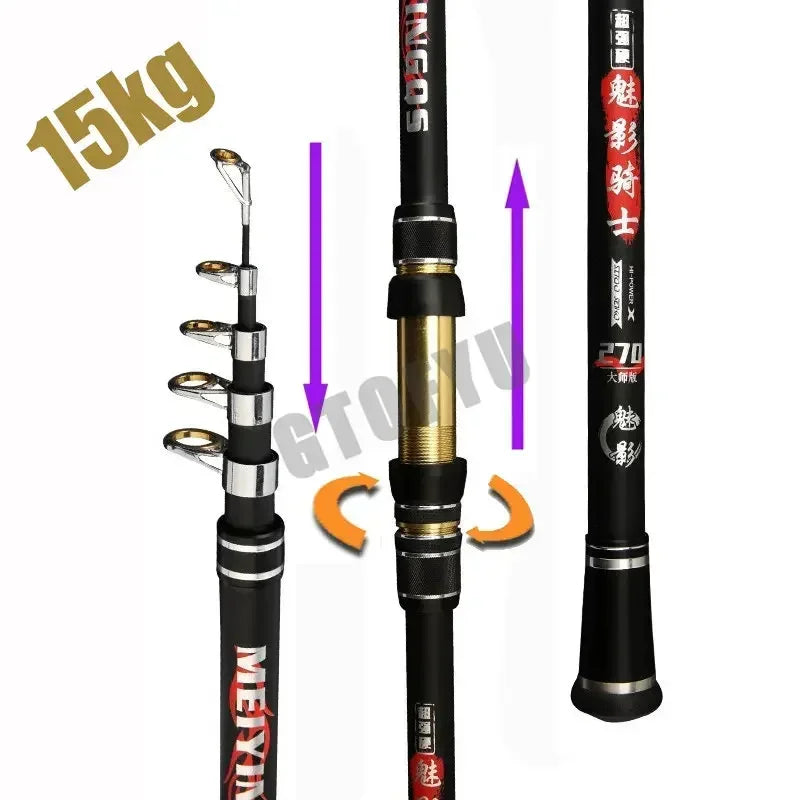 Telescopic Portable High-Quality Fishing Rod 2.1M,2.4M,2.7M,3.6M,3.9M,4.5M Travel Sea Boat Rock Fishing Rod Carp Fishing Gear