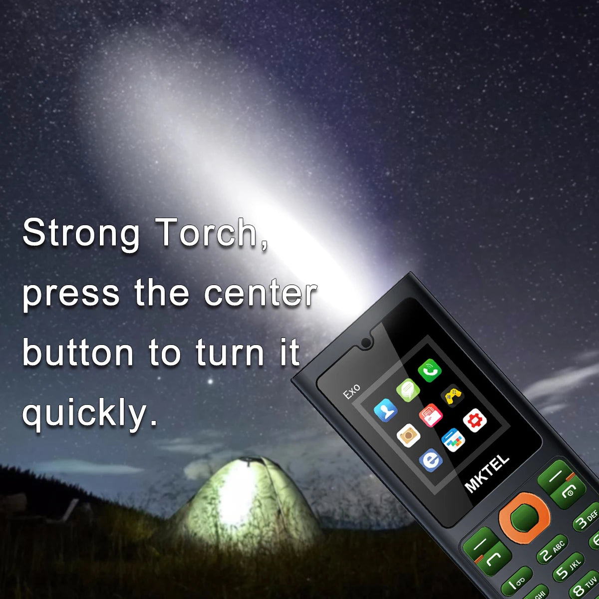 MKTEL EXO Feature Phone Senior Mobile Phone Dual SIM Dual Standby 1.77" Display GSM MP3 MP4 FM Radio Strong Torch Loud Speaker