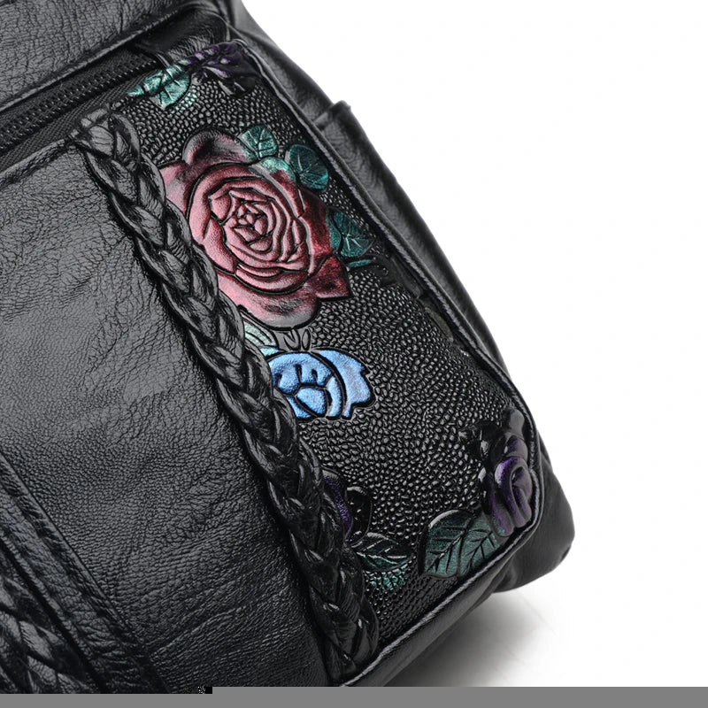 Luxury Soft Leather Women Messenger Shoulder Handbags and Purses Flowers Multi-pocket Crossbody Mommy Bag Ladies Sac 2022 New