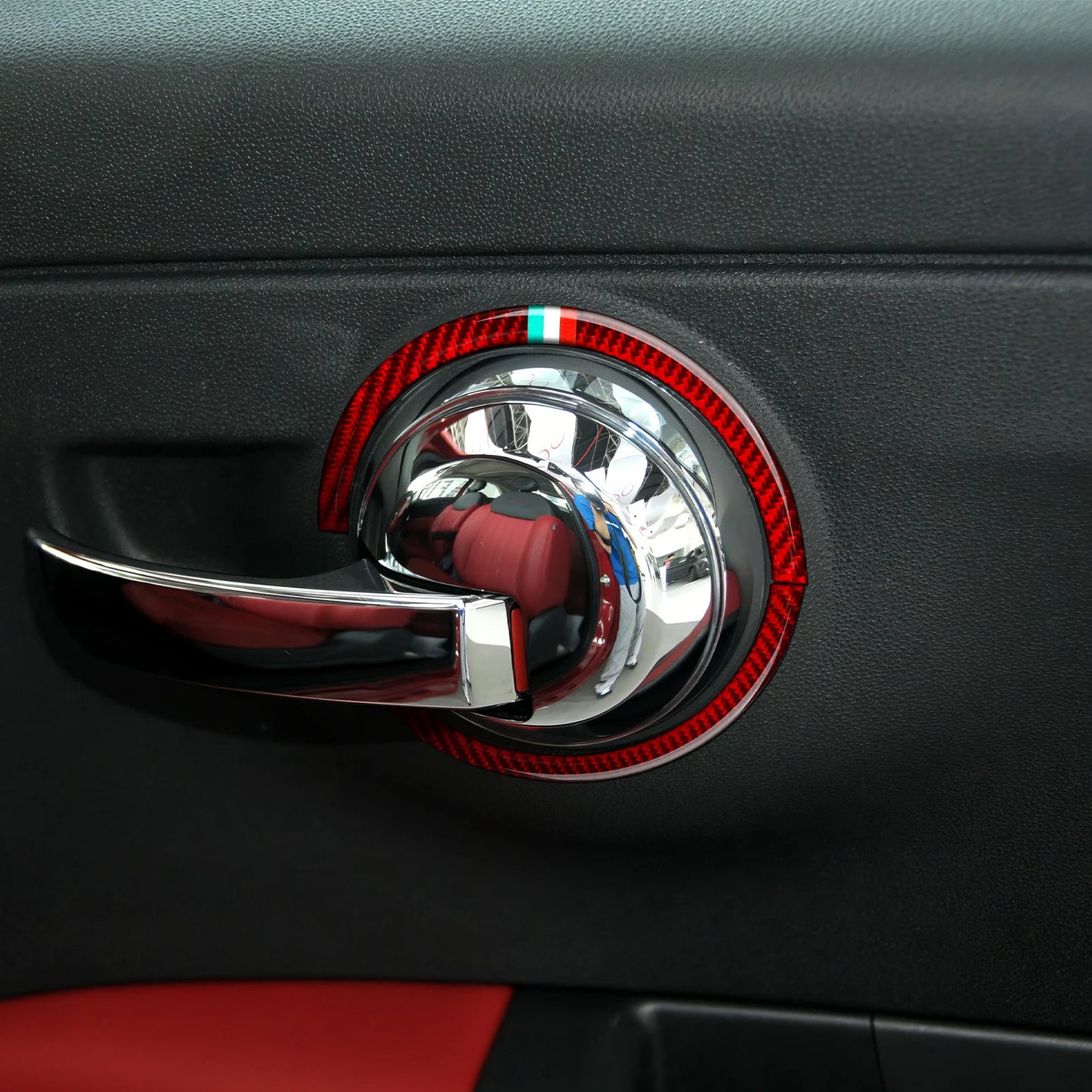 Car Inner Door Bowl Decorative Strip For Fiat Abarth 500 500C 500e 595 595C 695C Carbon Fiber Interior Sticker Car Accessories