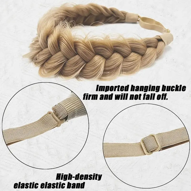 1 Pcs Synthetic Premium Adjustable Handmade Wig Braided Elastic Band Hair Fashion Braiding Hair Headband Headwear For Women