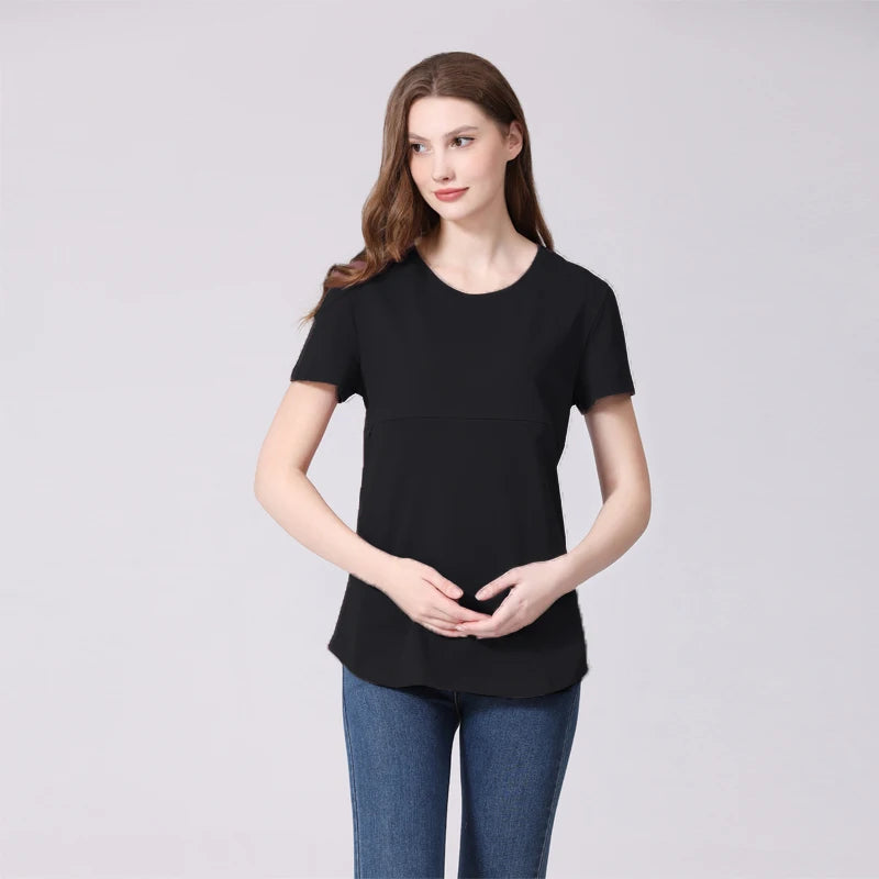 Emotion Moms Summer Invisible Zipper Pregnancy Maternity Top Lactation Clothing Breastfeeding For Pregnant Women Big Size