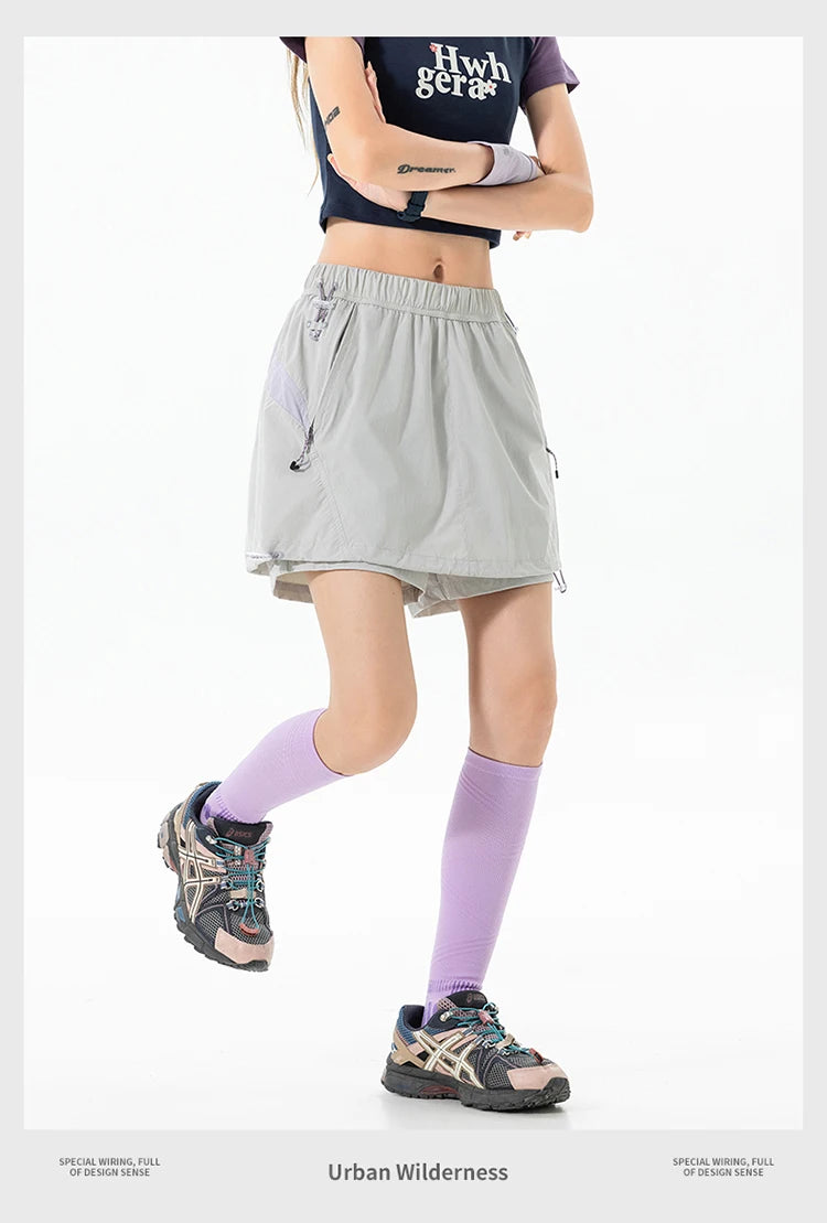 Outdoor Sport Skirts Shorts Women Summer Streetwear Hiking Lightweight Quick Dry Loose Casual Cargo Shorts Skirts