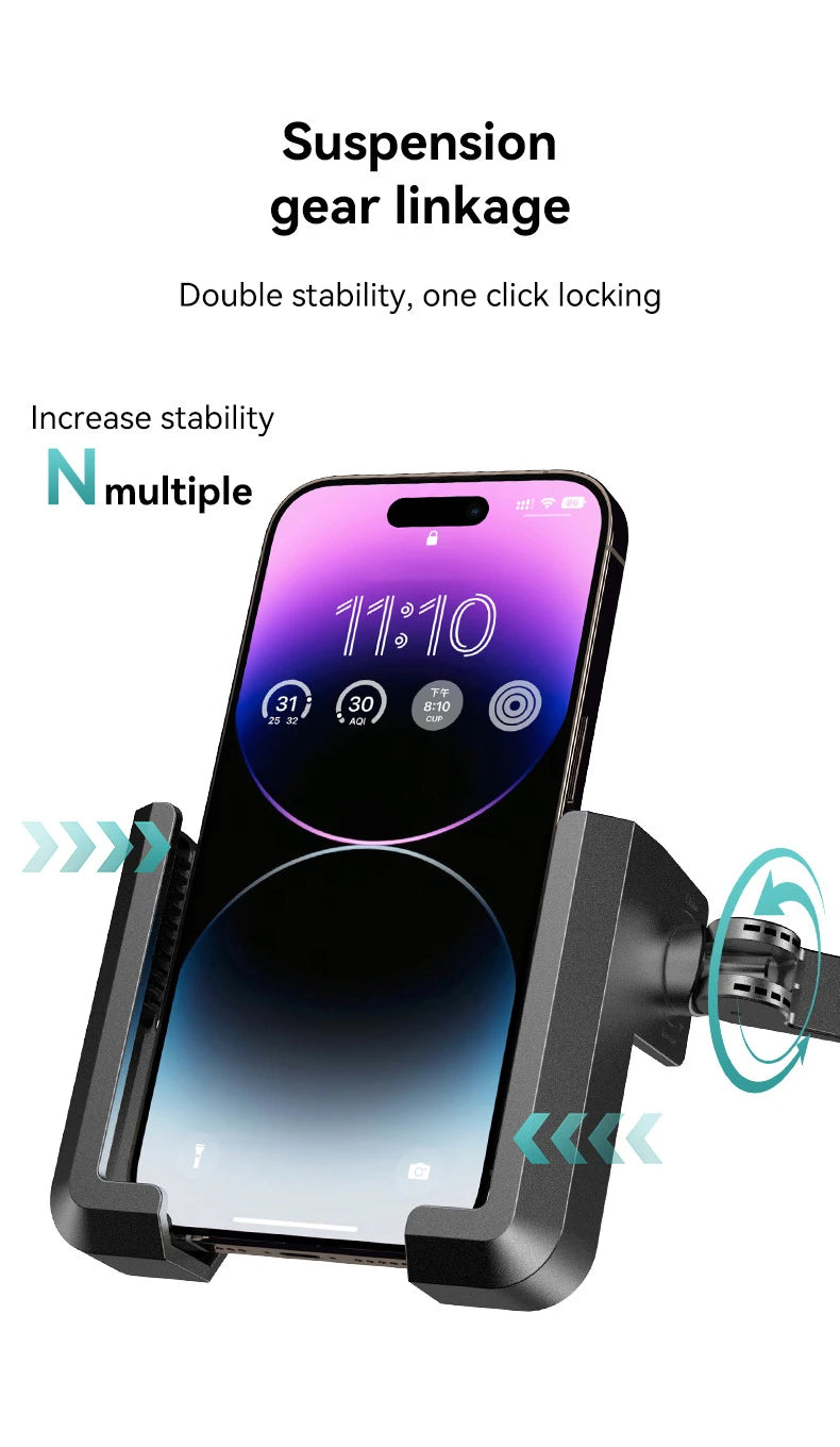 New Motorcycle Phone Mount with Vibration Dampener - 30s Tool-Free Install & Quick Lock, Universal for Bike/MTB, Fit 4-7" Phones