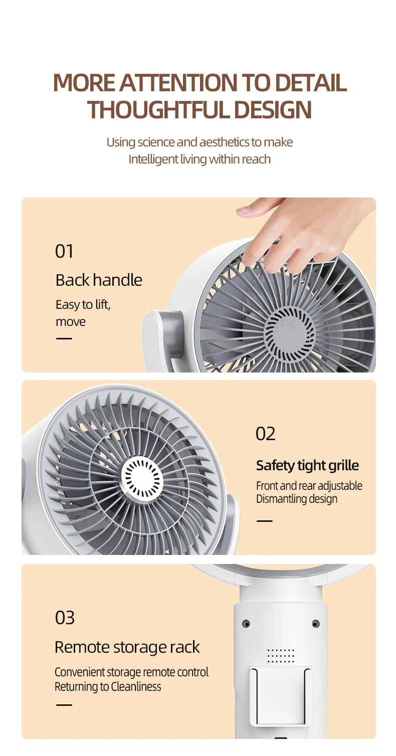 360 Circulation Quiet Powerful Floor Fan,Standing Smart Fans,with Remote Control Adjustable Height