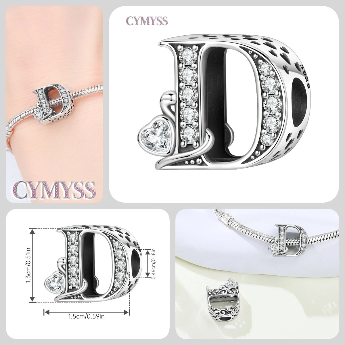 2026 New 925 Sterling Silver Zircon Scroll Grass Pattern 26 Letter Bead Charms for Women Fit DIY Bracelet Necklace Jewelry Gift