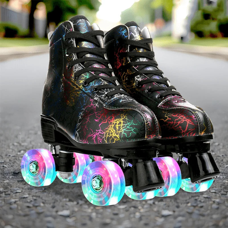 Flashing Quad Roller Skates Adult Flashing 4 Wheels Skates For Women Men Outdoor Sports Ice Skating Rink Quad Sneakers