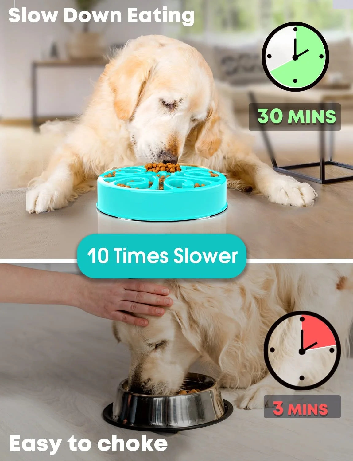 Pet Dog Slow Feeder Bowl Fun Non Slip Anti-Gulping Slower Food Feeding Dishes Eco Dog Bowl for Large Medium Small Dogs Puppy
