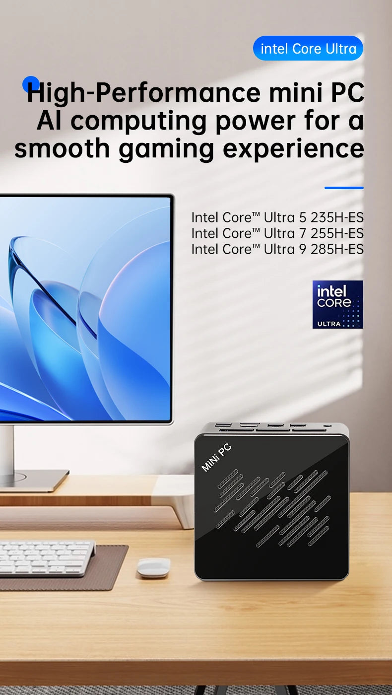 Topton Mini PC Gamer Intel Ultra 9 285H ES 7 255H ES 5 235H ES OCuLink USB4 2x2.5G LAN 2xNVMe Desktop Computer Windows 11 WiFi6E