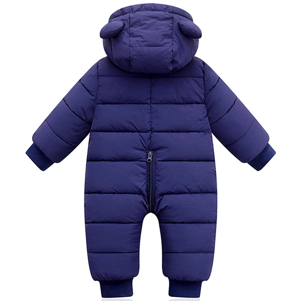 Toddlers Thick Snowsuit,Newborns Fleece Romper with Hood,Boys Girls Ski Wear,Warm Down Jumpsuit,Kids Winter Jumpsuit for 6-24M