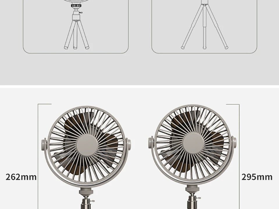 Remote Control Floor Table Air Cooler Mini Portable Wireless Ceiling Fan 360° Rotation 3-speed Wind For Camping Home Night Light