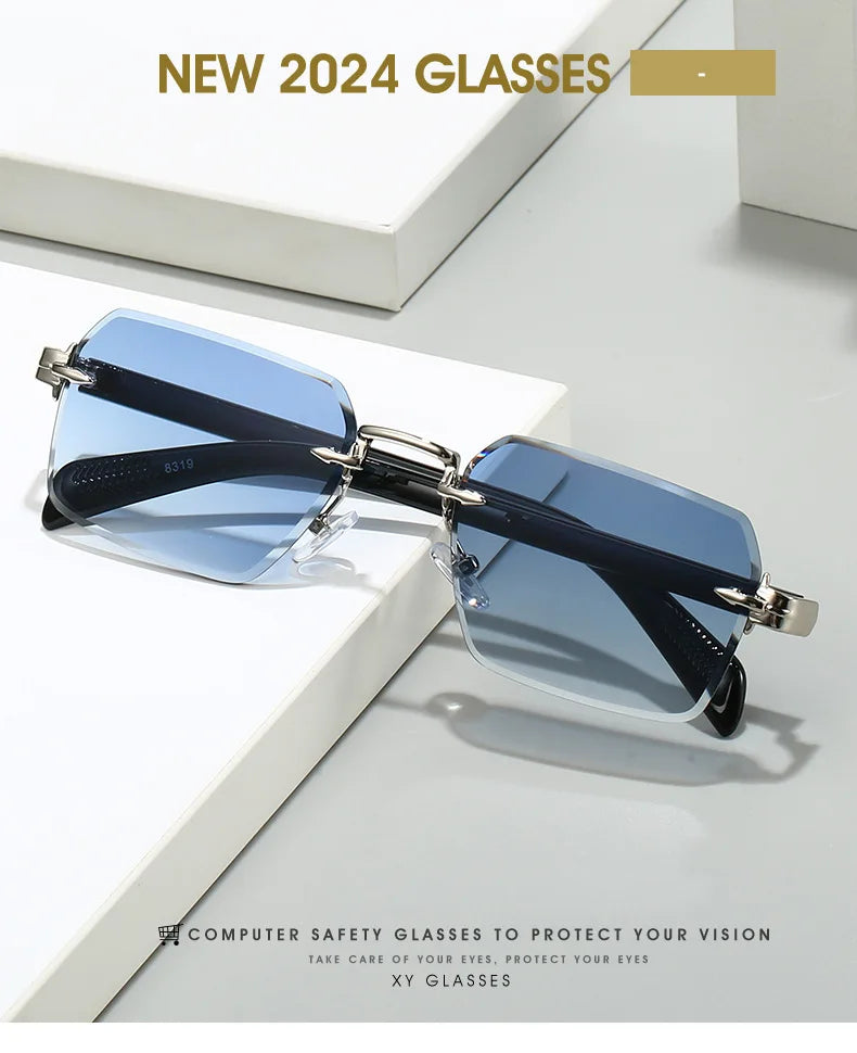 Fashion Rimless Sunglasses Men Women Popular Frameless Sun Glasses Male Female Classic Small Square Summer Travel Shades