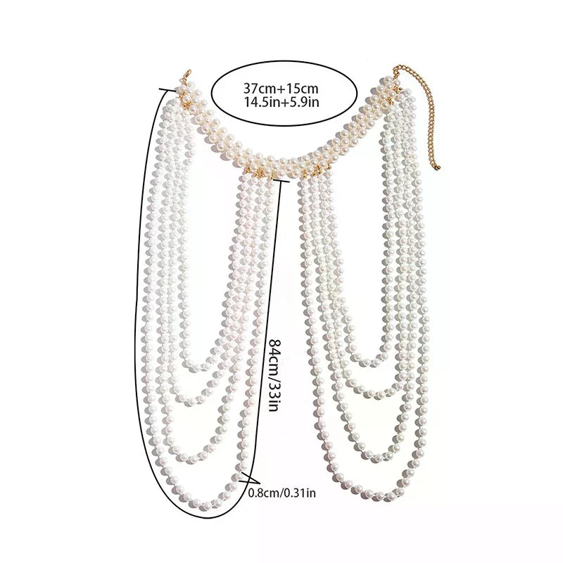 Sexy Hot Girl Body Chain Waist Chain Women's Fashion Show Imitation Pearl Shoulder Chain Bustier Chain Clothing Chain
