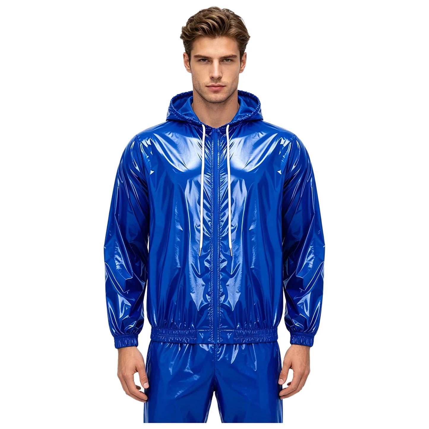 Men Waterproof Hooded Trench Jacket Long Sleeve Hood Outerwear Windbreaker Raincoat fo Hiking Fishing Biking Thermal Windbreaker