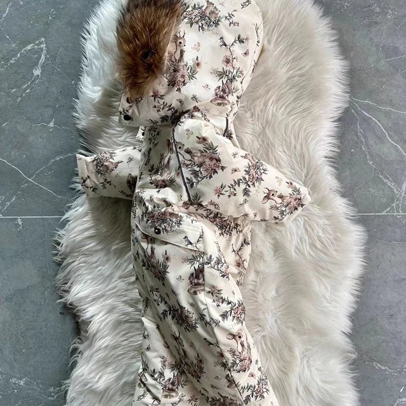 Autumn Winter Children Baby Girls Cotton Floral Jumpsuits Single-Breasted Cute Floral Chic Baby Overalls Kids One-Piece Pants