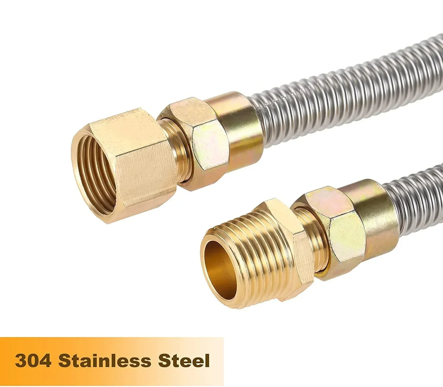 1pc Propane Fire Pit Corrugated Hose Tube Stainless Steel 24" Corrugated Pipe +Adapters 1/2" NPT Male/Female Strove 3/8" Connect