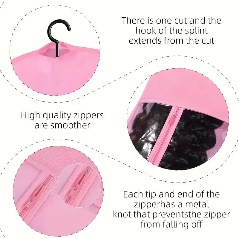 WholesaleLong Wig Storage Bag Holder Case Hair Extensions Storage Bag With Hanger For Wig Hair Extension Storage Bag With Hanger