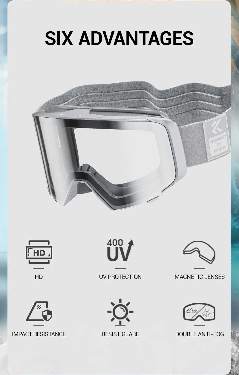 Kapvoe Photochromic Snow Goggles Ski Snowboard Anti-Fog Mask for Men Women Eyewear UV400 Protection Glasses Snowmobile Winter