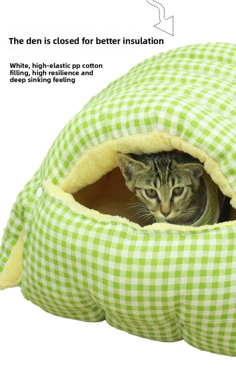 Foldable Pet Sleeping Bed for Cats And Dogs Thickened Semi-Enclosed Soft Indoor Design Warm for Autumn And Winter