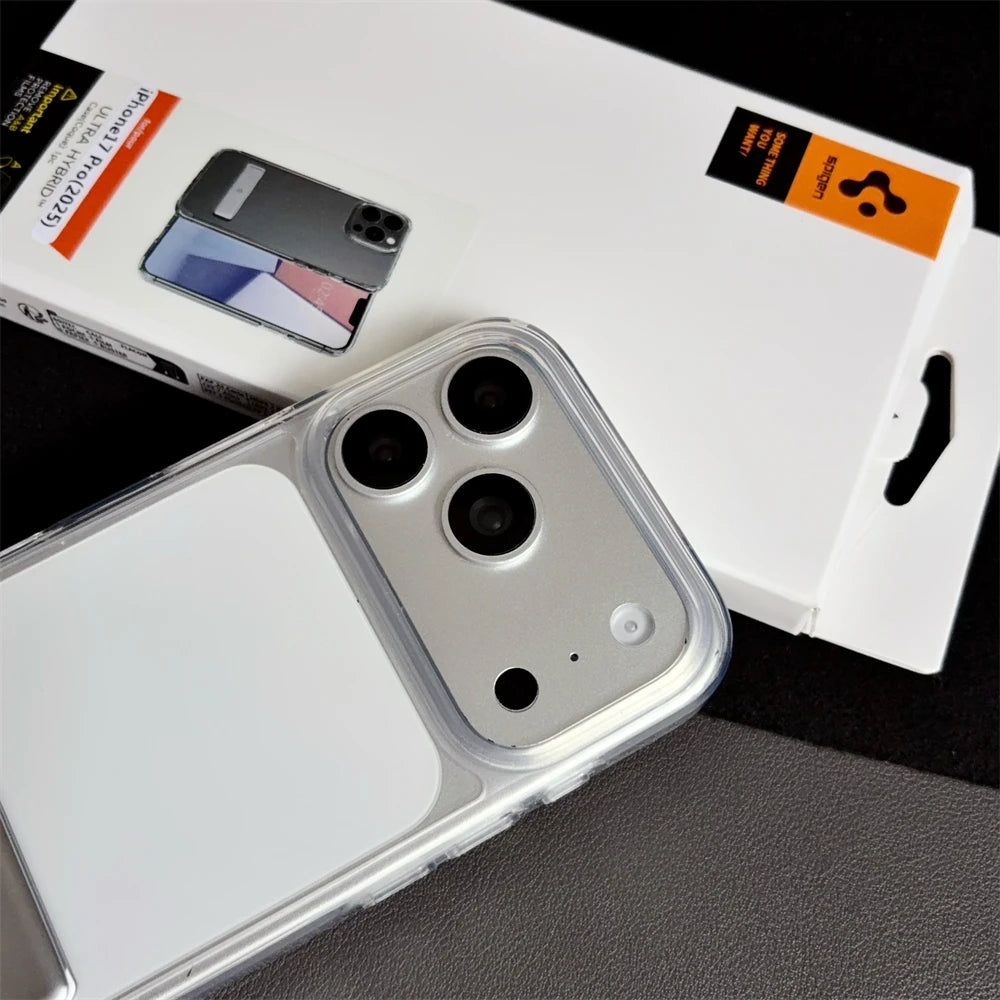 Spigen Ultra Hybrid Bracket Transparent Phone Case For iPhone 17 Pro Max 18 16 15 14 13 12 Kickstand Shockproof Clear Back Cover