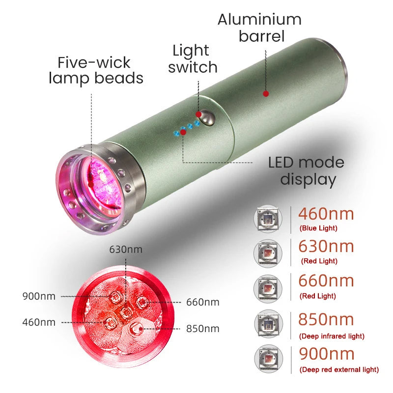 Red Lights Therapy Face Home Use Beauty Devices Cold Sore Canker Sore Treatment Infrared Light Therapy Wand For Body Pain Relief