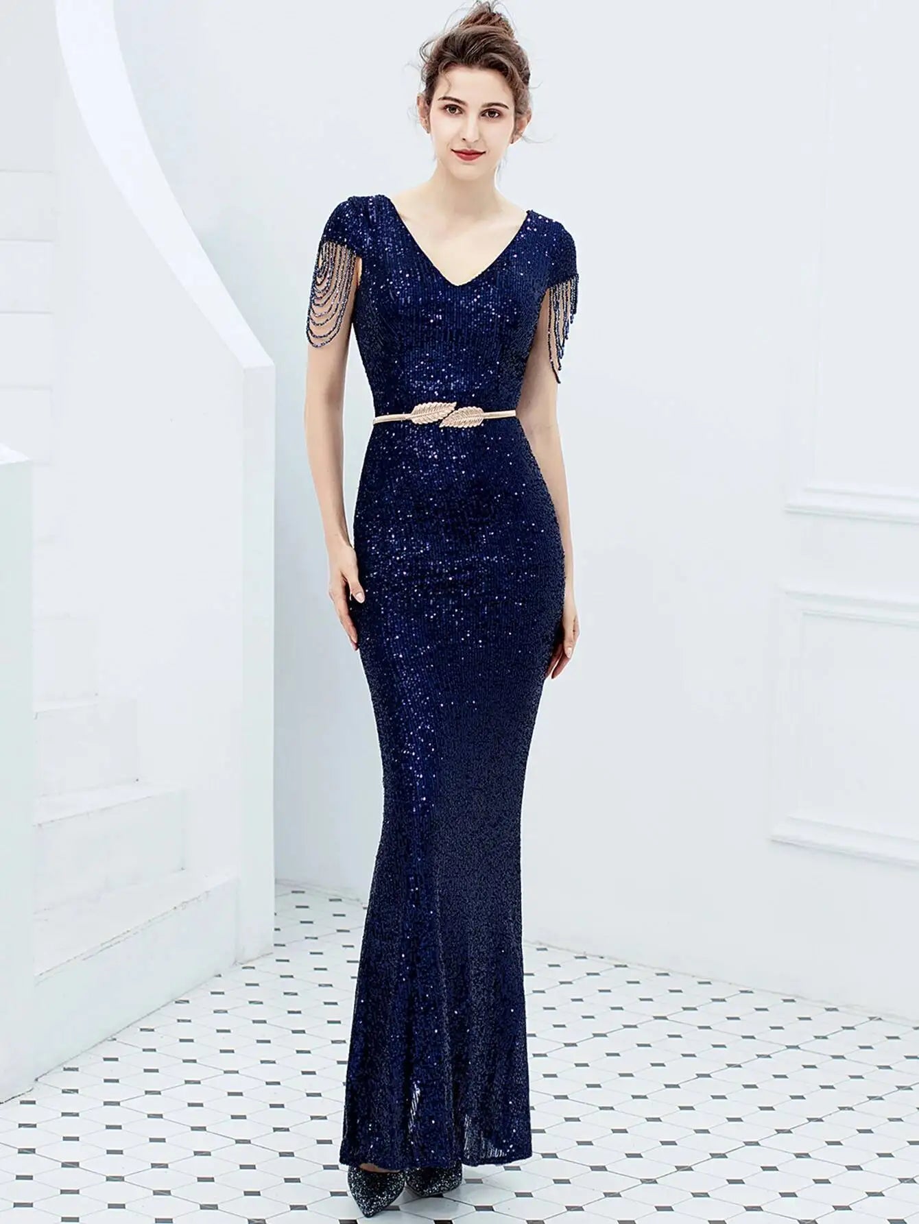 Sexy vintage maxi black sequin summer dress women 2025 elegant luxury birthday party long dresses fishtail evening dress vestido