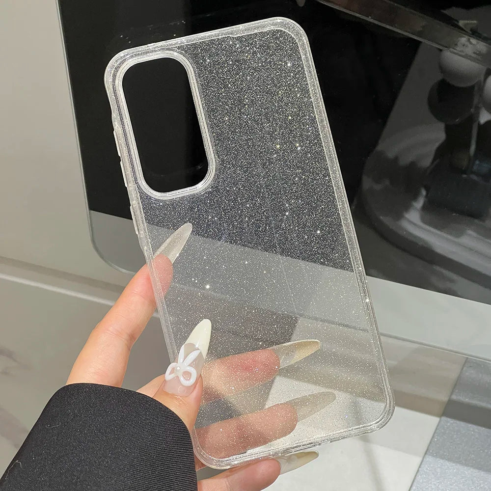 Luxury Bling Glitter Clear Case For A55 5G A56 A36 A54 A15 A16 A24 A25 A12 A05 A06 A05s Shockproof Transparent TPU Cover Funda