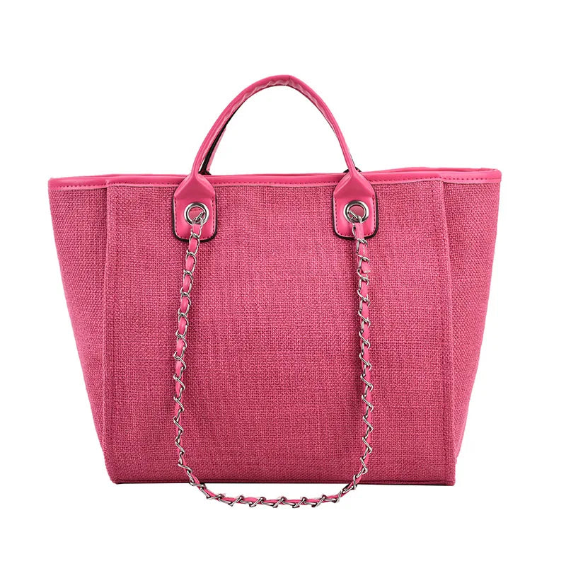 Women Tote Bags Fashion Canvas Large Capacity Handbag Casual Chains Shoulder Bags Ladies Big Messenger Bag Shopping Bag