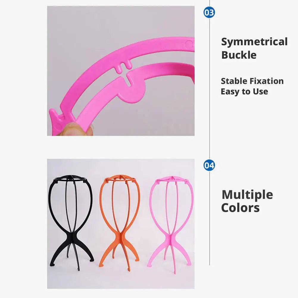 Portable Folding Wig Stand, Plastic Mannequin Head Holder for Hat & Hair Display   Adjustable 36x16Cm Wig Display Tool