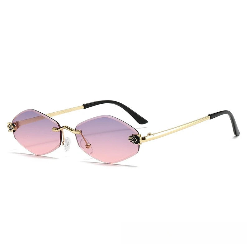 Popular Fashion Women Men Shades Rhombus Sun Glasses Female Male Summer Traveling UV400 Rimless Sunglasses Lentes De Sol Mujer