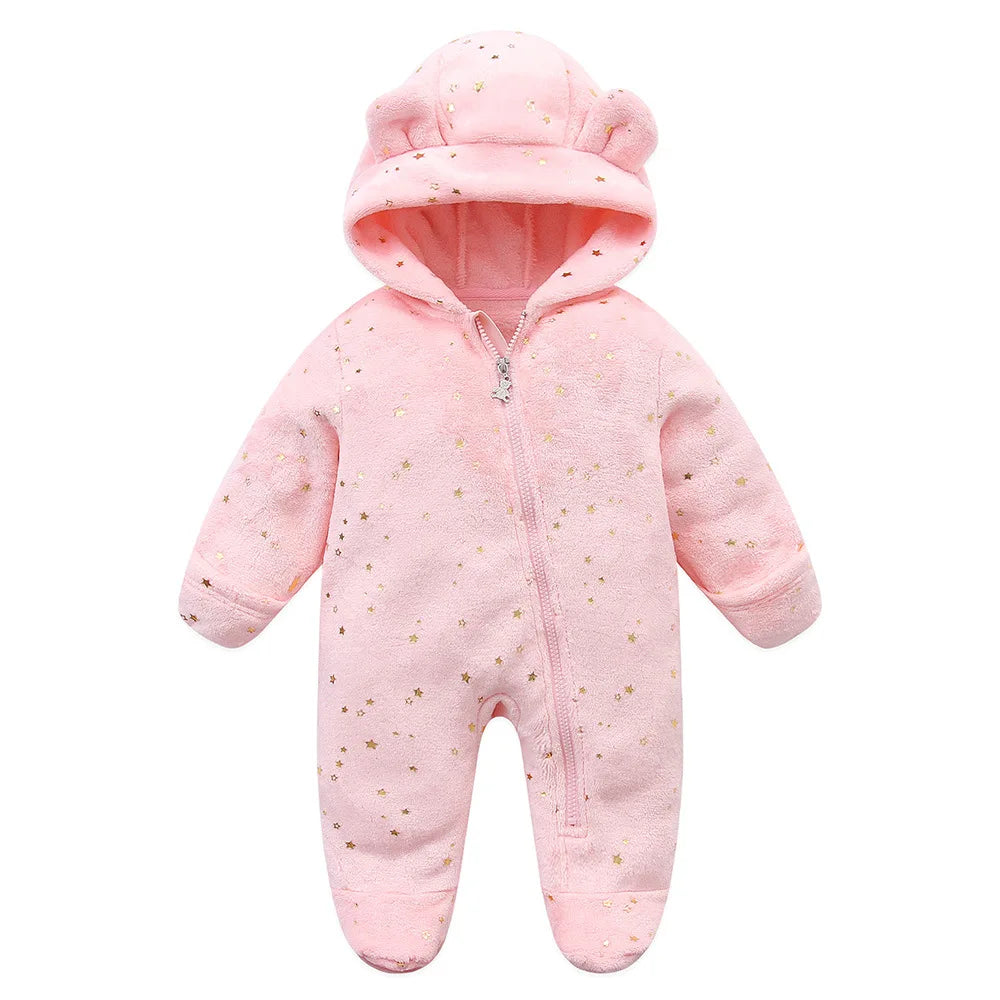 Newborn Baby Flannel Rompers Soft Warm Autumn Winter Bodysuit For Boys Girls Bear Stars Jumpsuit 3-12m Newborn Casual Clothes