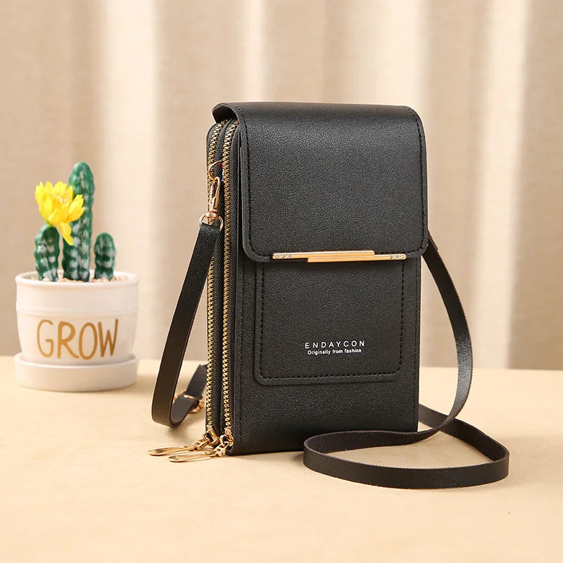 Women Crossbody Shoulder Bags Wallets Touch Screen Cell Phone Bag Soft Leather Strap Handbag for Female Luxury Messenger Bags
